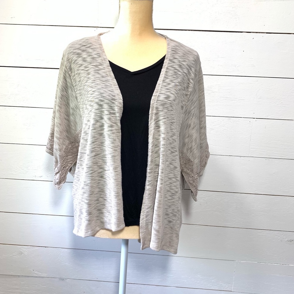 💕CATO tan cardigan extra large lace detail